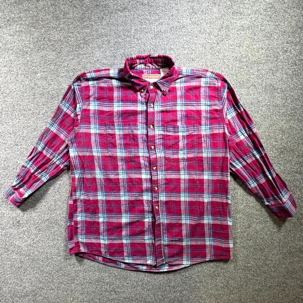 Vintage McGregor Shirt Men 2XL Red Blue Plaid Flannel Button-Down Casual Classic